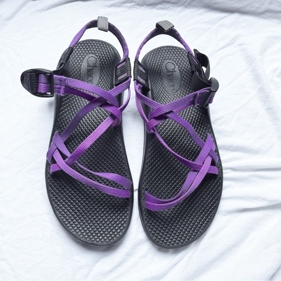 Chaco Shoes - Chaco Black and Purple Strappy Sandals Outdoors Hiking Size 6